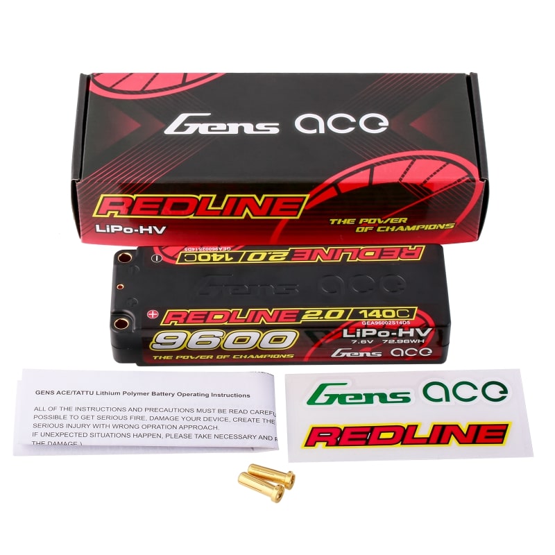 GENS ACE GEA96002S14D5 - GensAce Redline 2.0 2S HV 7.6V-140C-9600 139x47x25mm 324g