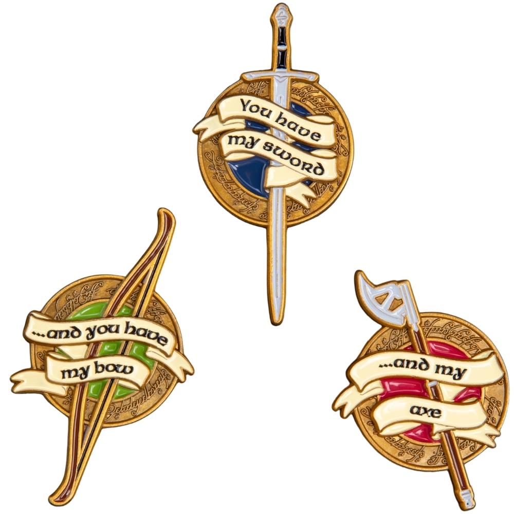 Weta Workshop The Lord of the Rings Trilogy Pin Set - Weapons of the Fellowship