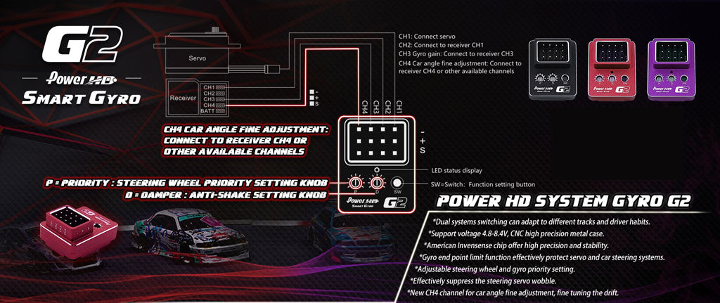 POWER HD HD-G2P - Power HD Gyro G2 drift Dual System 4CH Purple