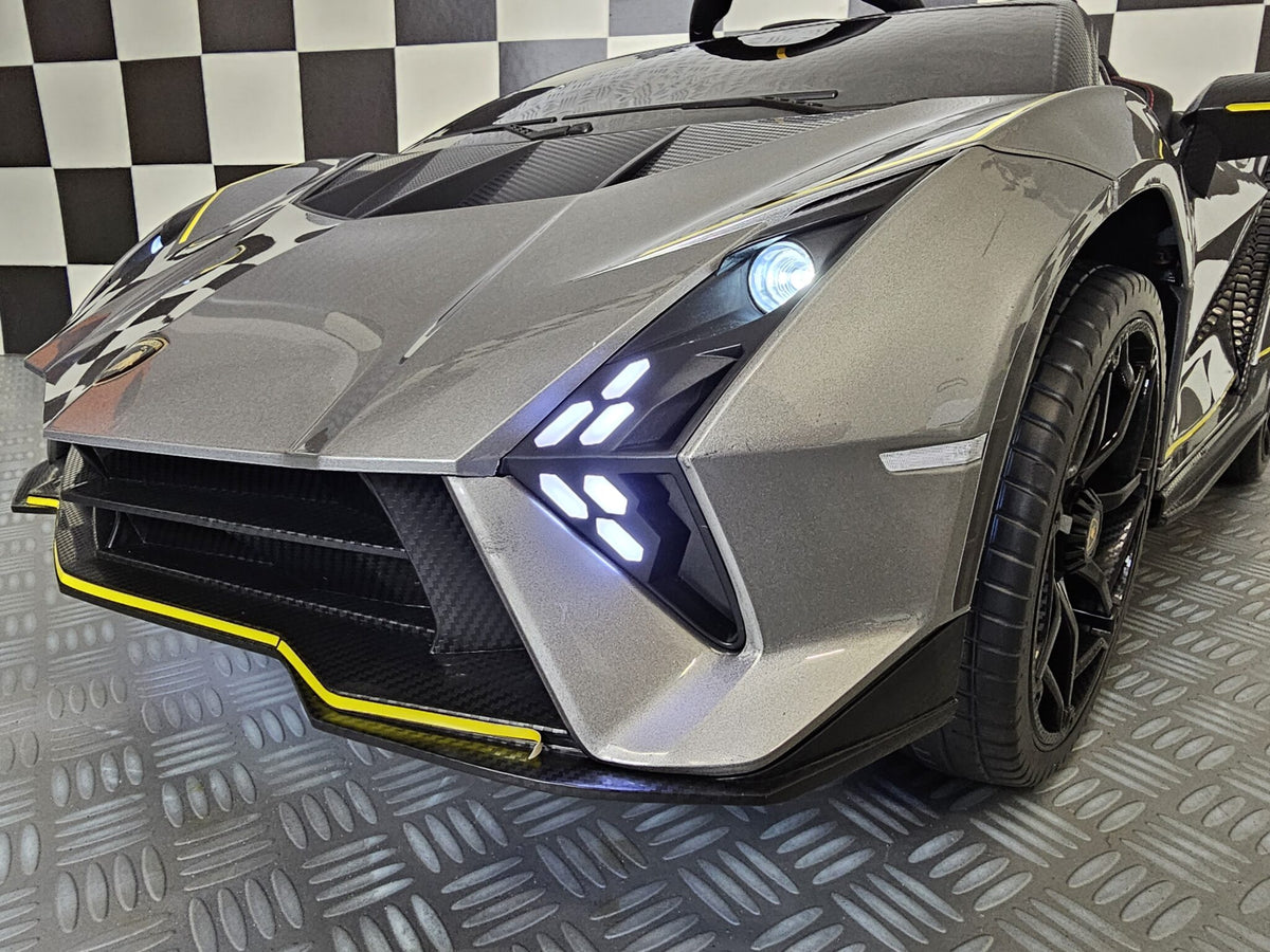 Lamborghini Auténtica 12V electric car for kids – 1 seat, metallic grey