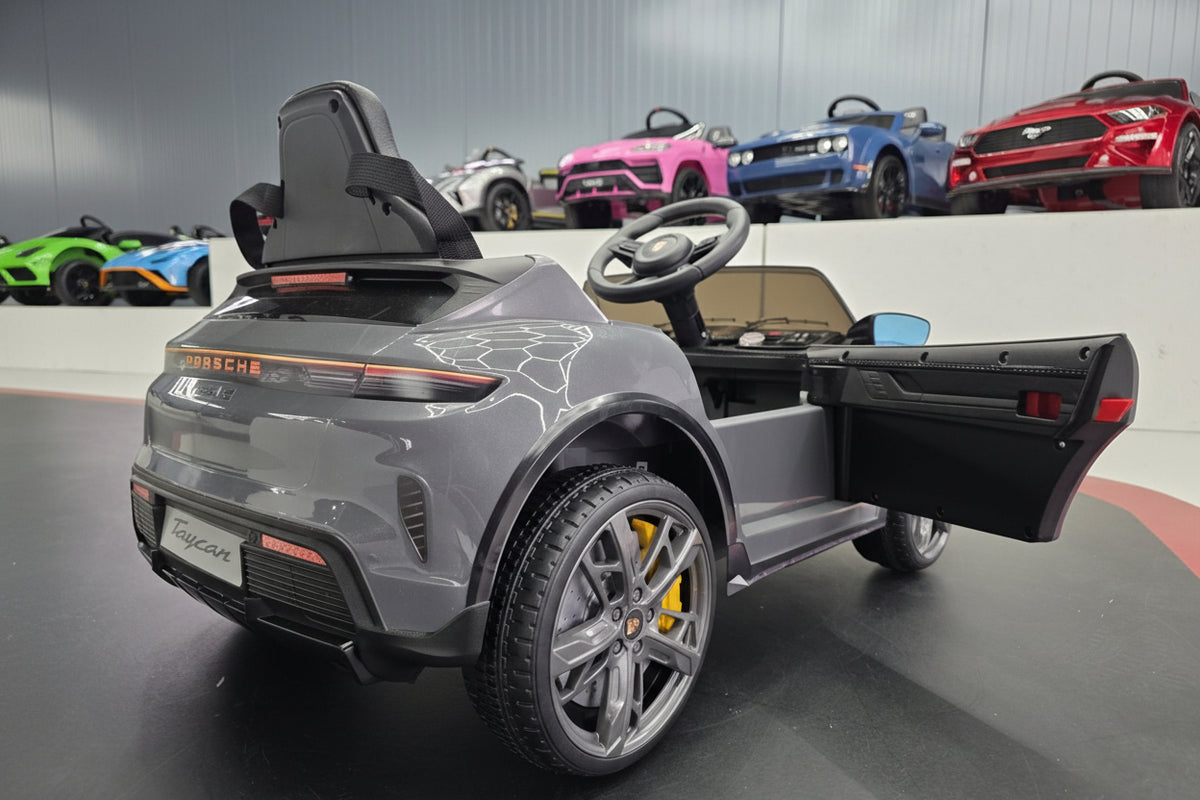 Porsche Taycan 12V electric car for kids – 1 seat, grey