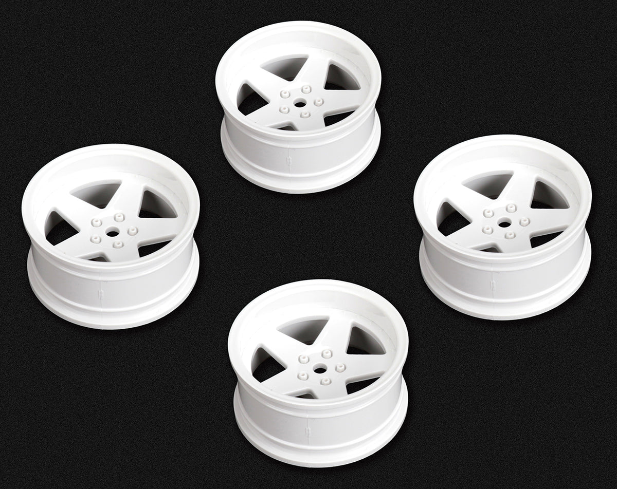 Wheels Drift 5-Spoke White (2,4,6,8mm Offset) 12mm Hex (4)