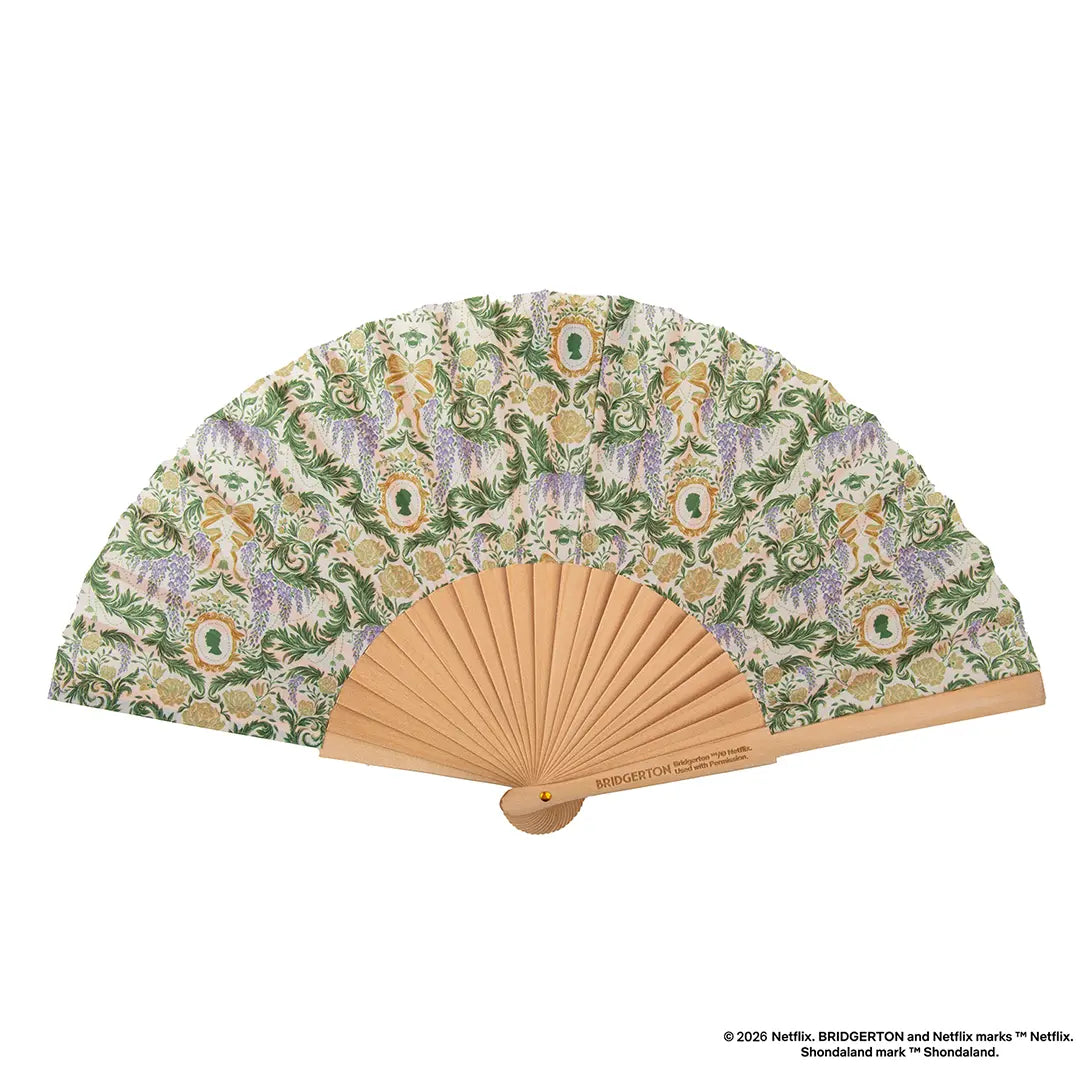 Green damask flourish fan - Bridgerton