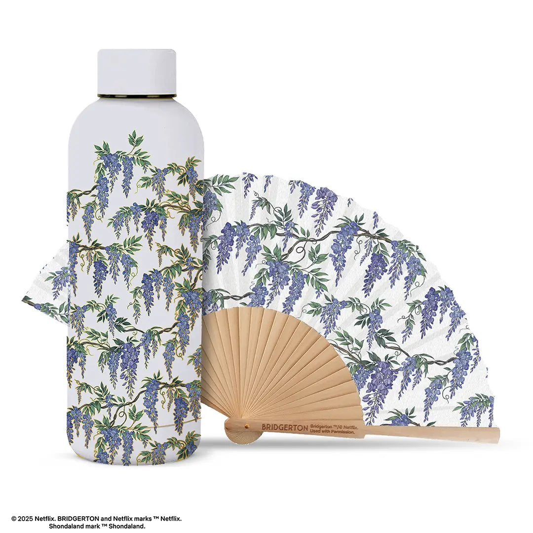 Insulated bottle and fan set - Wisteria - Bridgerton