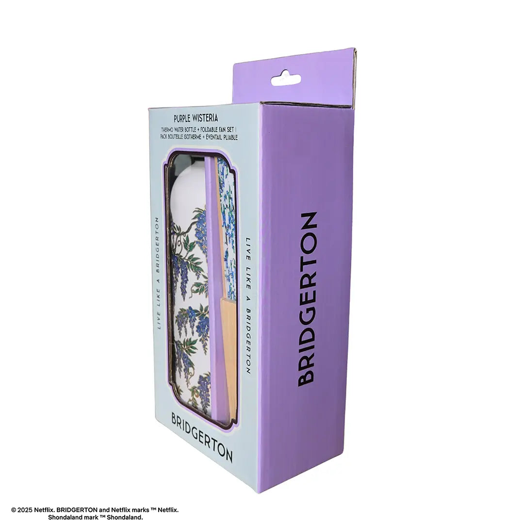 Insulated bottle and fan set - Wisteria - Bridgerton