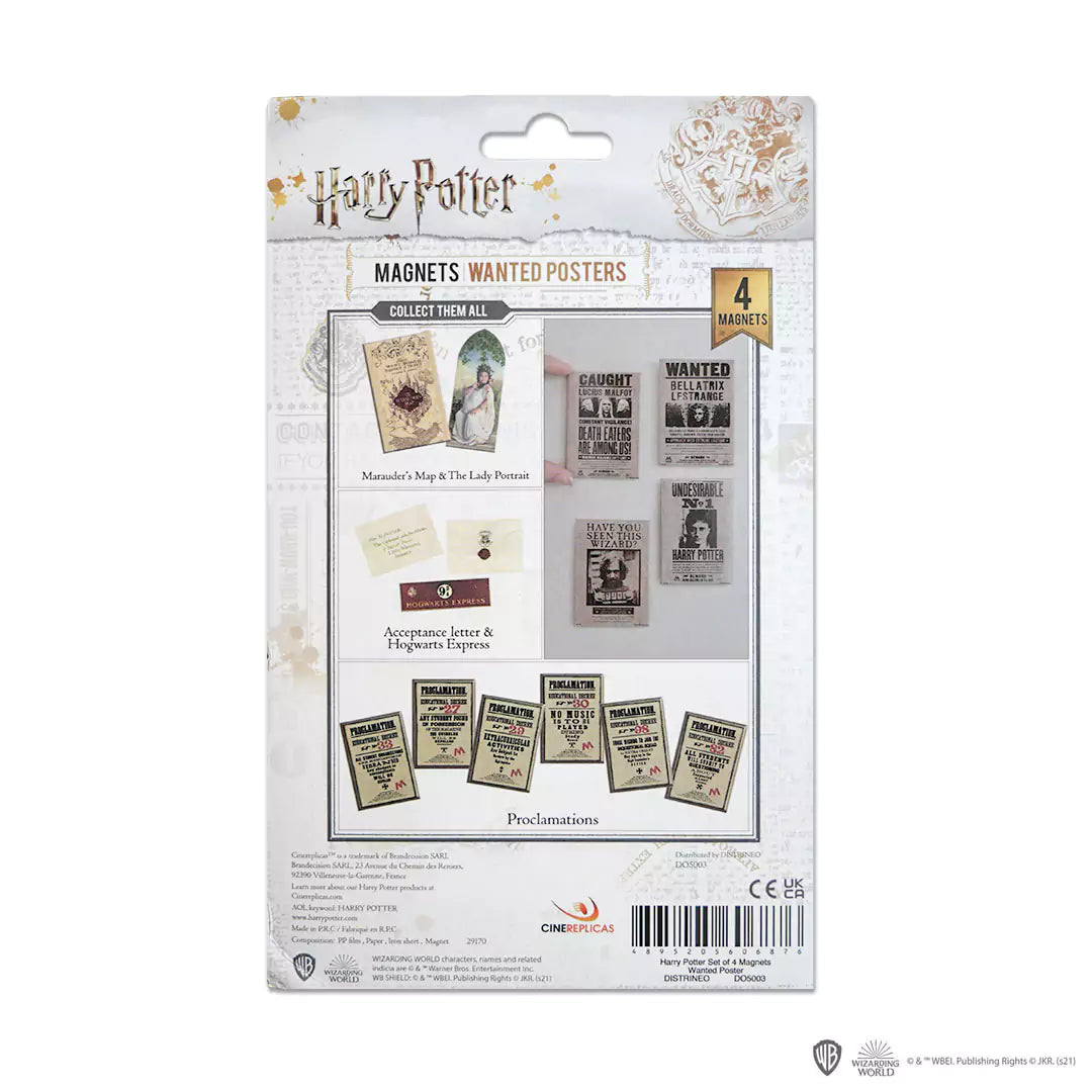Set of 4 Wanted Magnets - Harry Potter