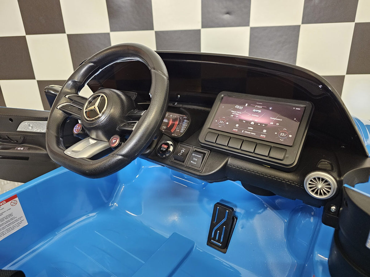 Mercedes-Benz SL63 12V electric car for kids – 1 seat, metallic blue