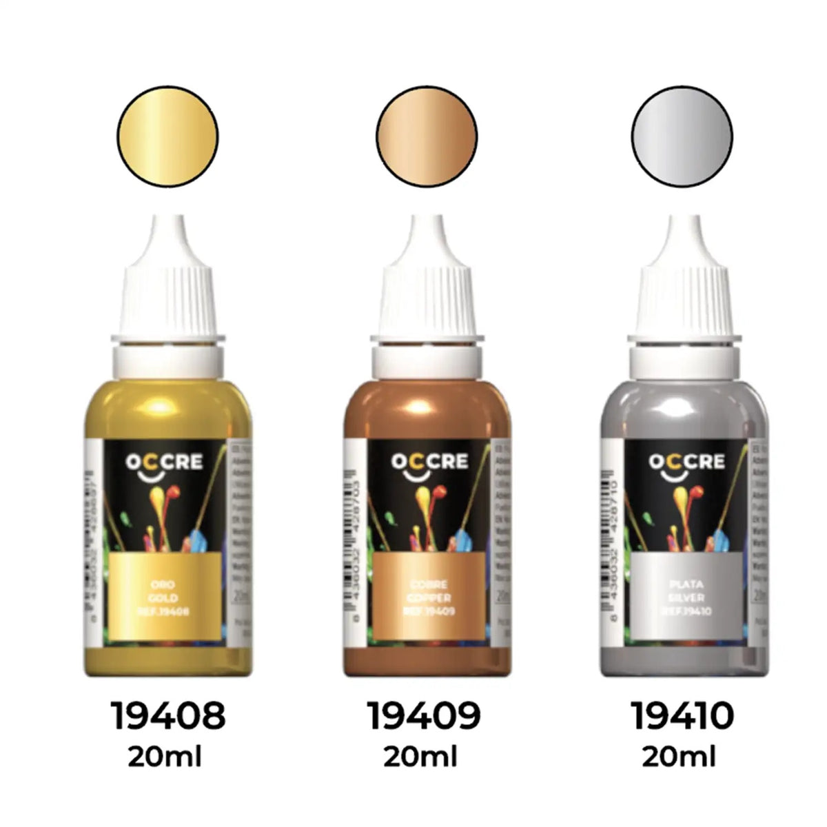 OcCre Paint Set 3 Bottles Metallic