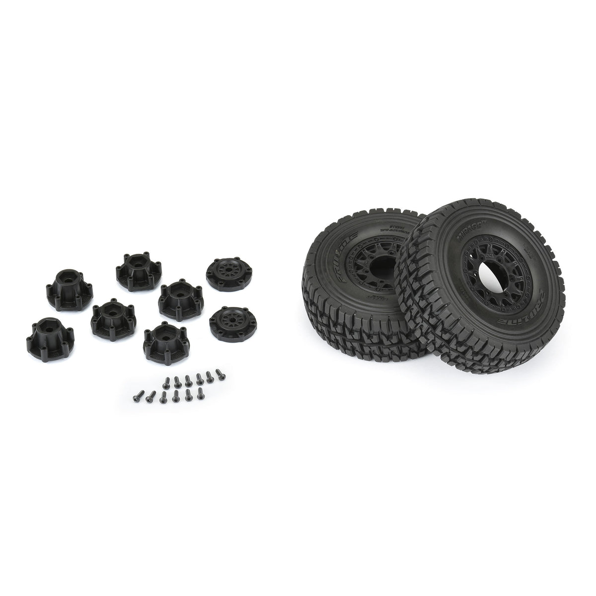 Mirage TT 2.2"/3.0" BELTED SC Tires Mounted on Raid Black 6x30 Removable Hex (12mm & 14mm) Wheels (2)