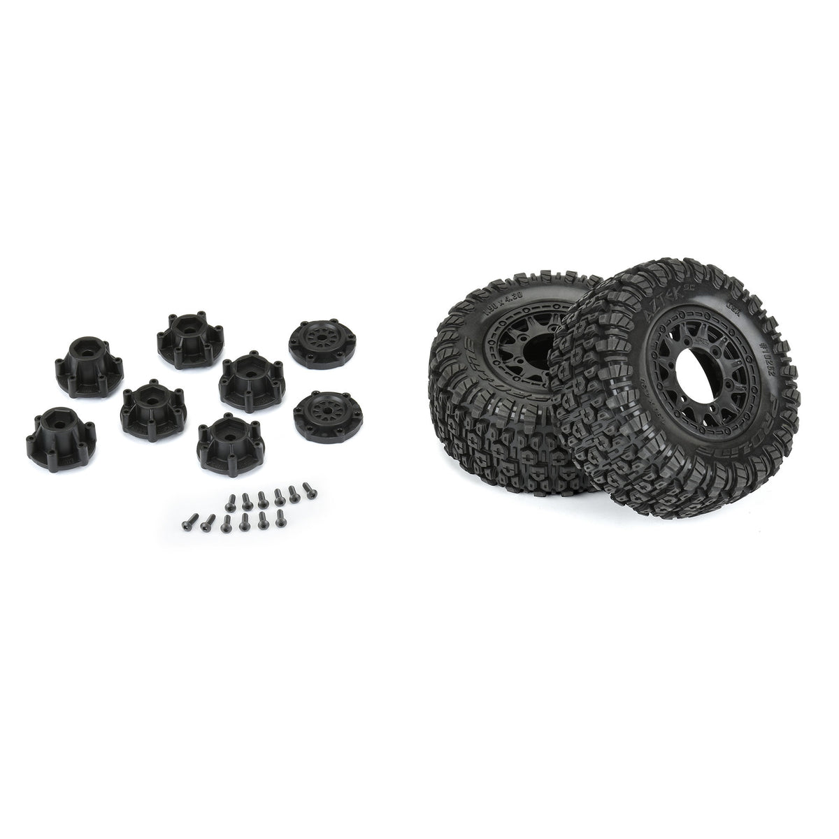 Aztek SC 2.2"/3.0" M2 (Medium) Tires Mounted on Raid Black 6x30 Removable Hex (12mm & 14mm) SC Wheels for Slash® 2wd, Slash® 4x4, ProTrac™ & Senton™ 4x4 Front or Rear