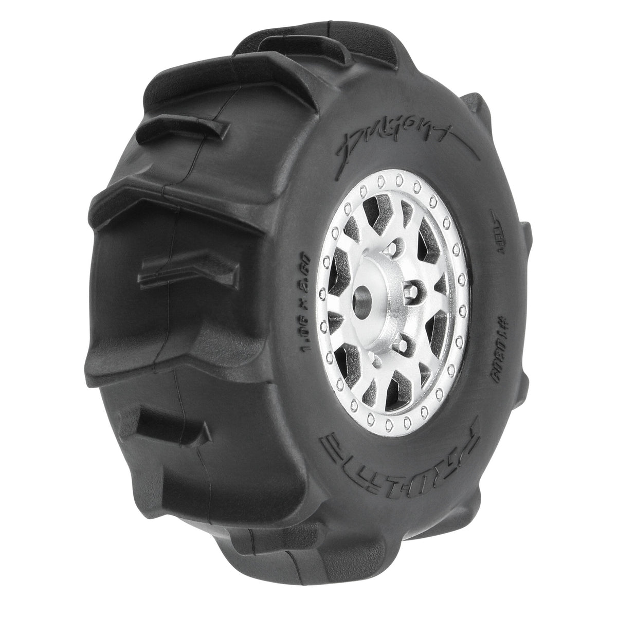 Dumont F/R Tires Mounted 12mm Hex Silver Impulse (4) for Arrma Mojave Grom