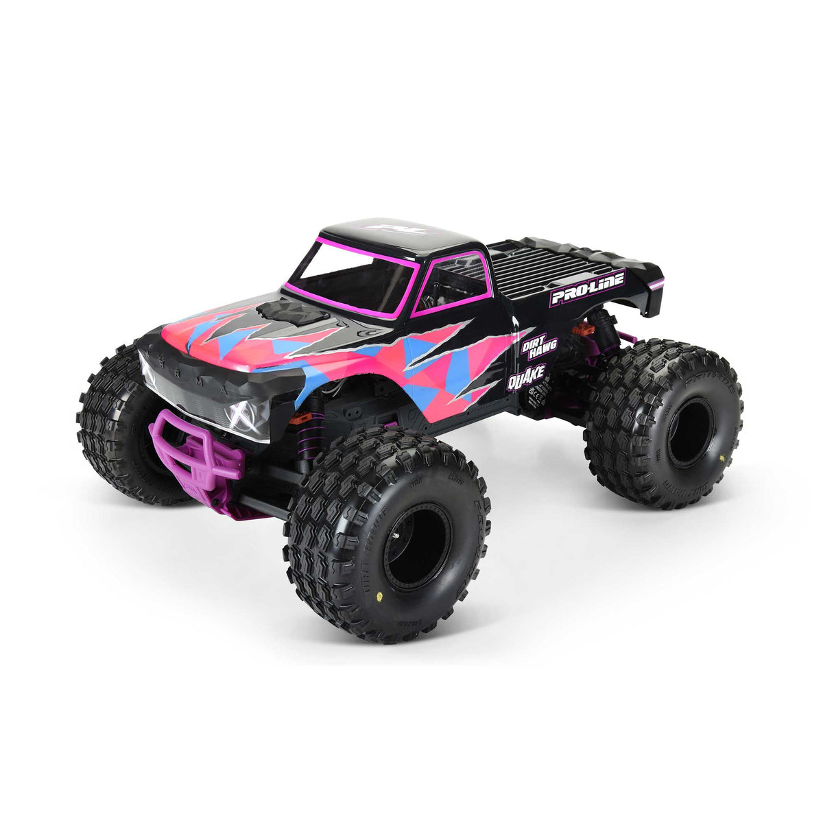 Dirt Hawg 2.0 F/R 2.6" MT Tires Mounted Arrma Stock Wheel Black (2) for ARRMA QUAKE & GORGON