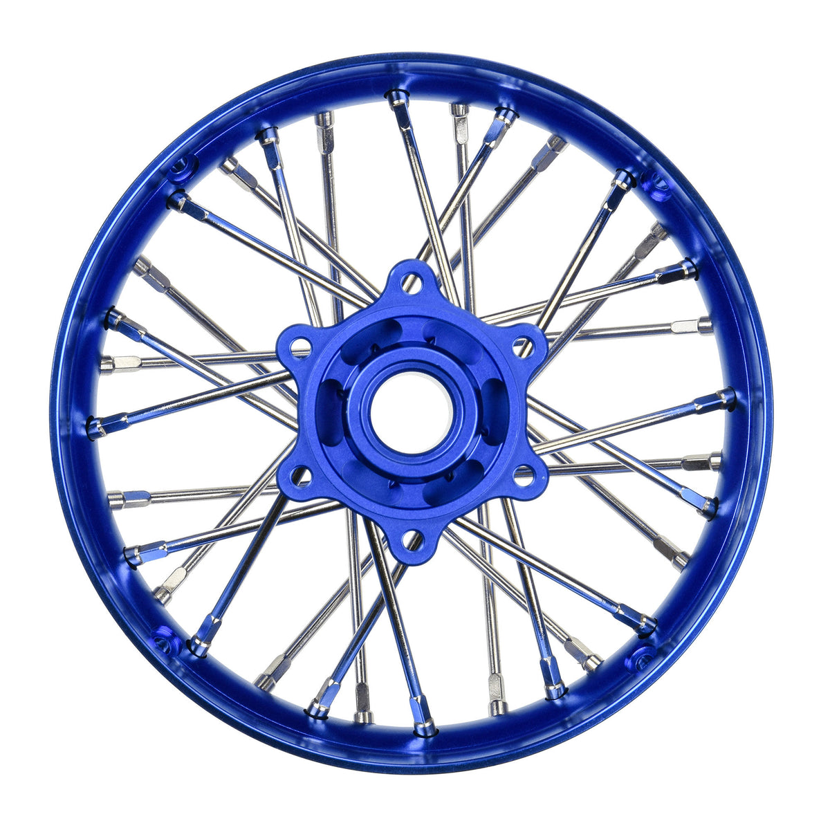 Pro-Spec Aluminum V2 Bead Rear Wheel Blue/Blue (1): Losi Promoto-SM