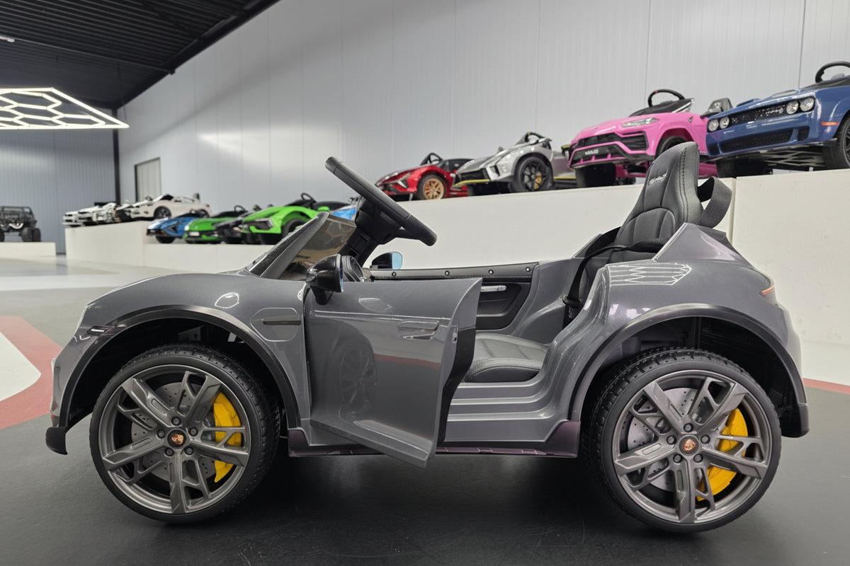 Porsche Taycan 12V electric car for kids – 1 seat, grey