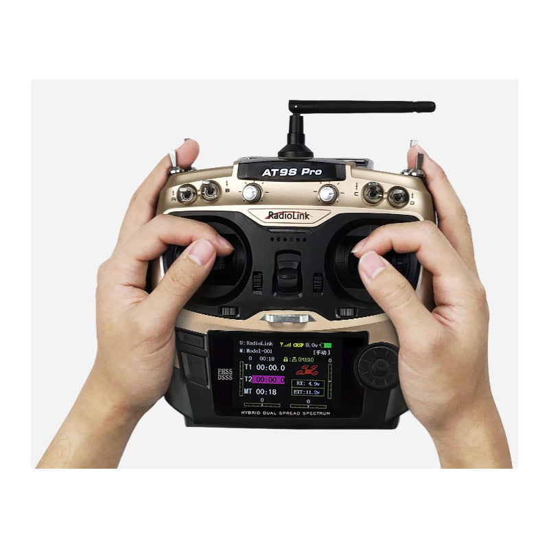 AT9S Pro 10/12-Channels radio (Mode 2) with R9DS Receiver