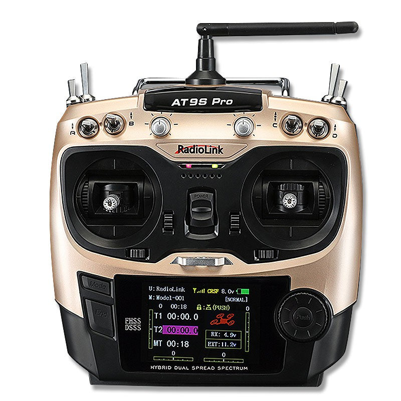 AT9S Pro 10/12-Channels radio (Mode 2) with R9DS Receiver