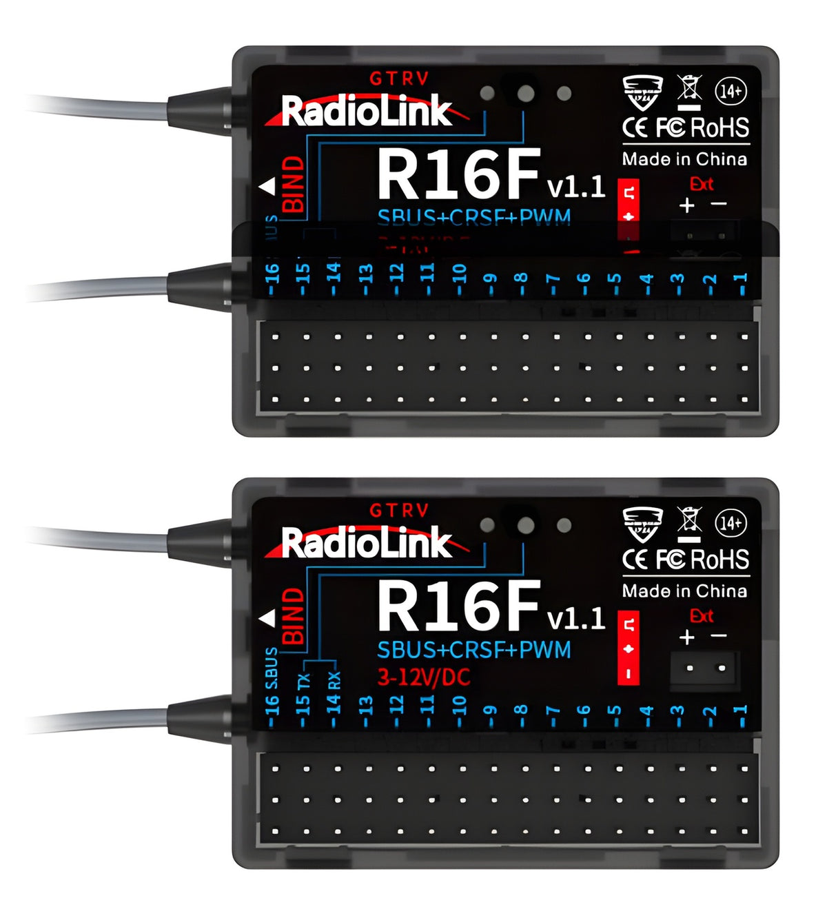 T16D Mode-2 RC Transmitter 2x R16F Receiver