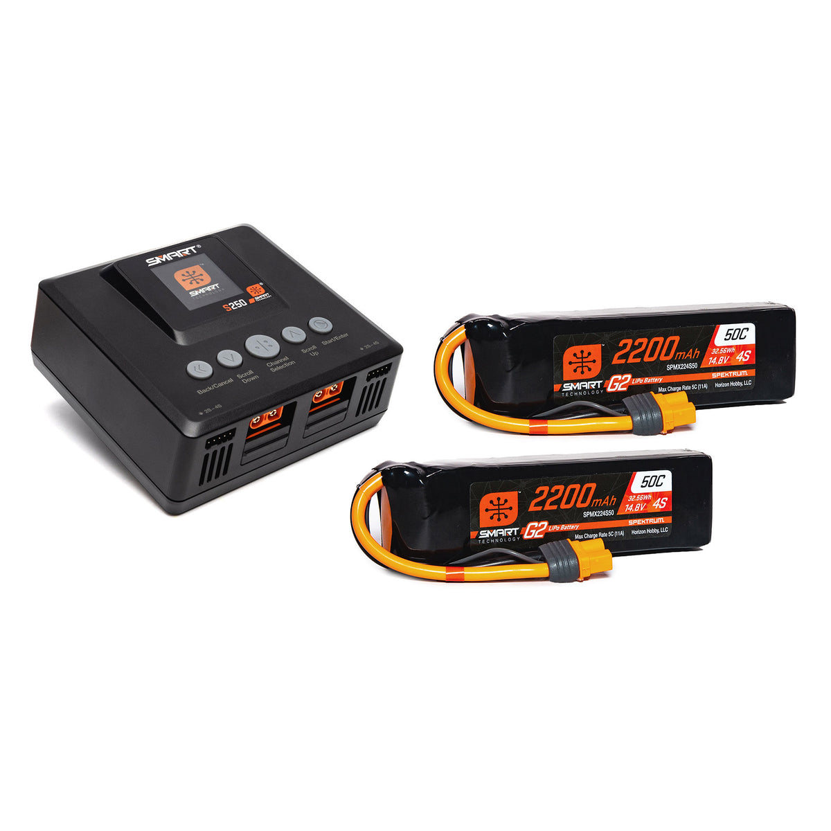 Smart Powerstage 4S Air Bundle: (2) G2 2200mAh 4S 50C LiPo IC3 & S250 Charger