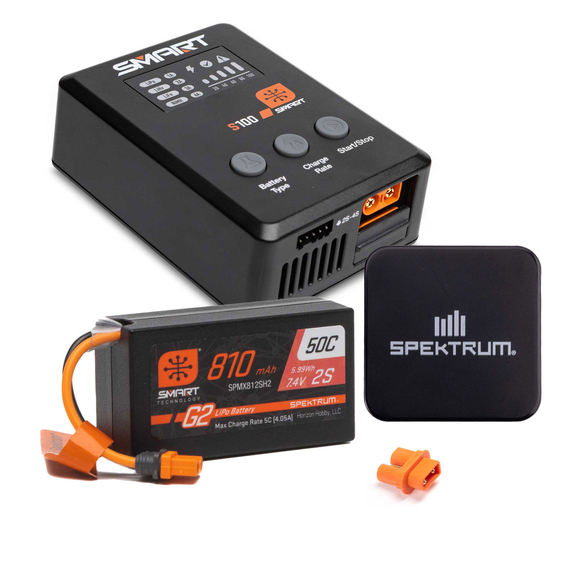 Smart G2 Powerstage Bundle: 810mAh 2S 50C LiPo Battery (IC2), S100 Charger, 65W Power Block, Adapter