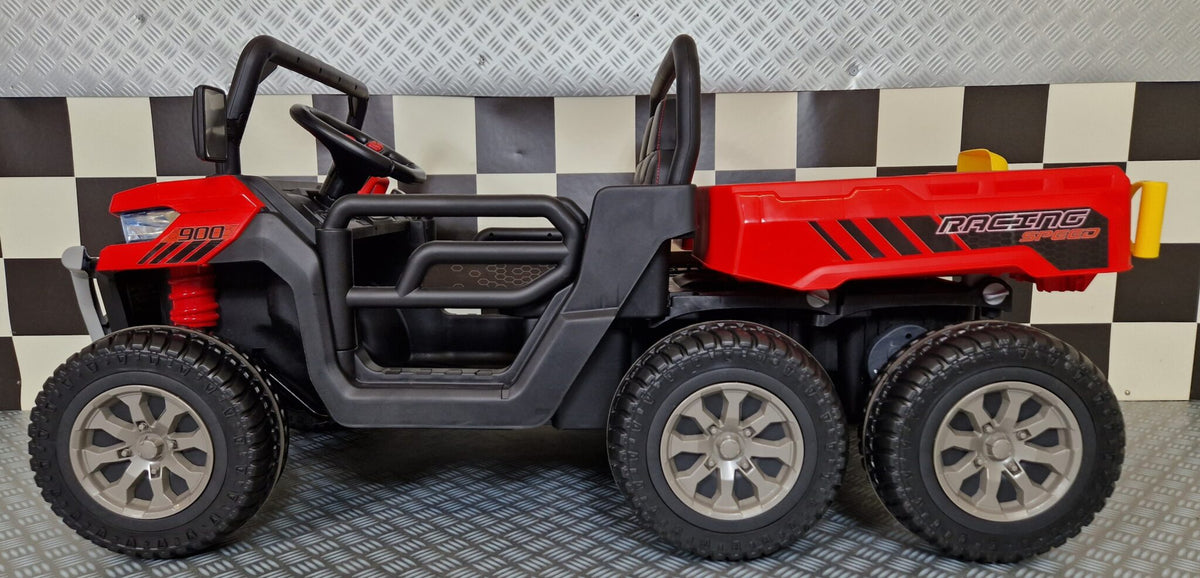 Jeep Transporter 24V electric car for kids with tipper bed – red