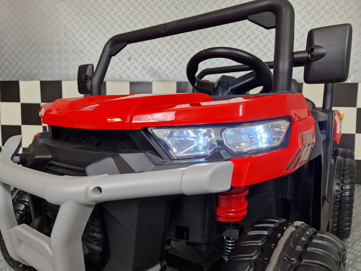 Jeep Transporter 24V electric car for kids with tipper bed – red