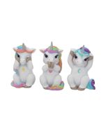 Three Wise White Bunny Figurines
