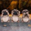 Three Wise Pugs Dog Ornaments