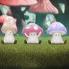Three Wise Multicoloured Toadstool Figurines in See no, Hear no, Speak no evil poses