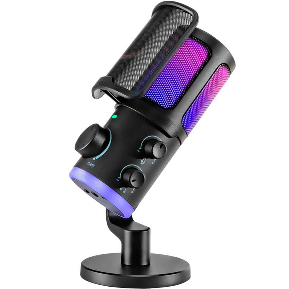 FIFINE AM6 Condenser RGB USB Microphone with chat and gaming volume preference knob, Black