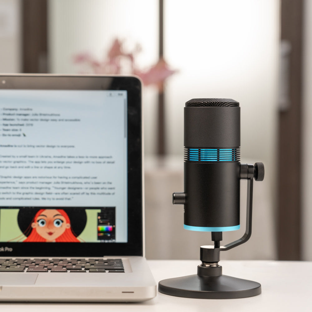 THRONMAX V8 Condenser RGB USB 96KHZ CAPSULE Microphone, Black