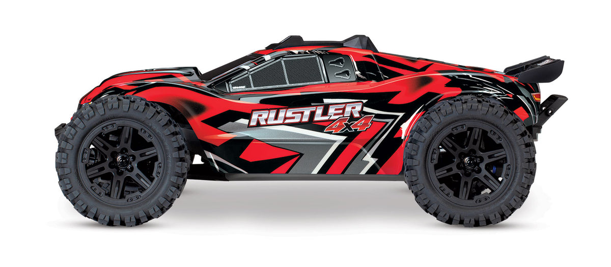 Traxxas Rustler 4X4 XL-5 rød – set fra siden