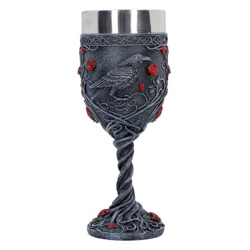 Twilight Bloom Gothic Raven Goblet 19.5cm