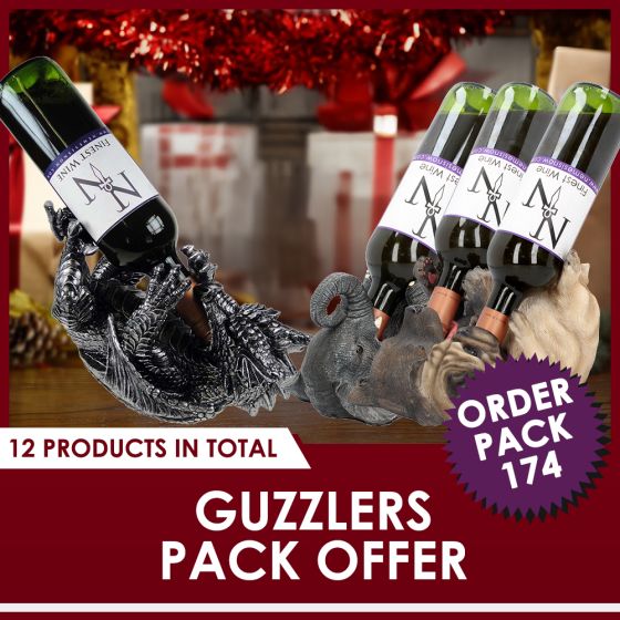 Metallic Silver Dragon Guzzler Wine Bottle Holder