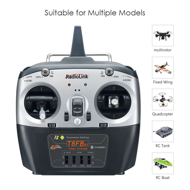 T8FB 8-Channels radio with Bluetooth (Mode 1) with R8EF Receiver