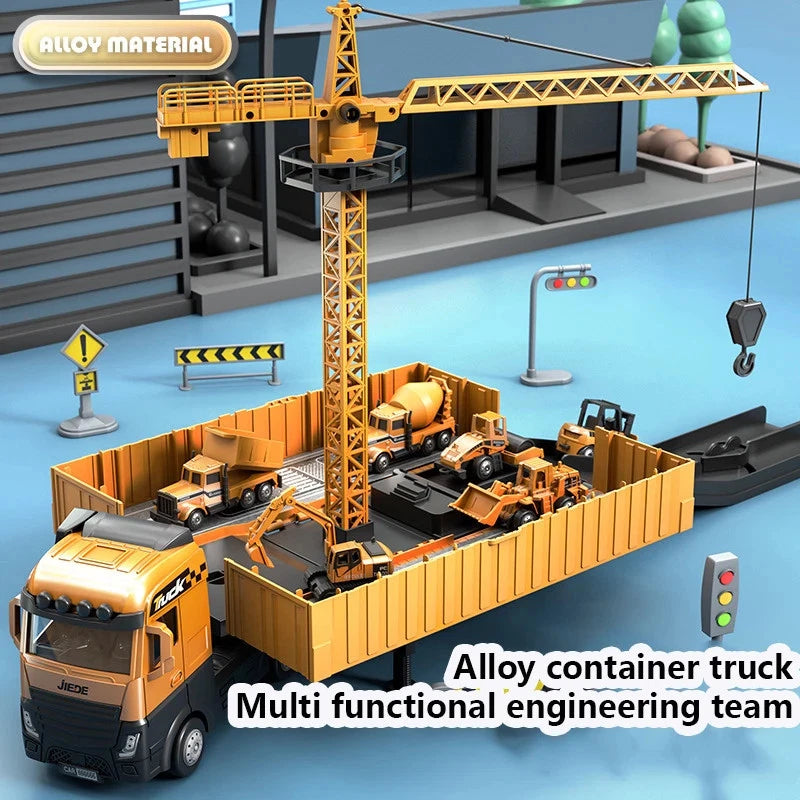 Bulldozer Tower Crane Truck Excavator Toys Set