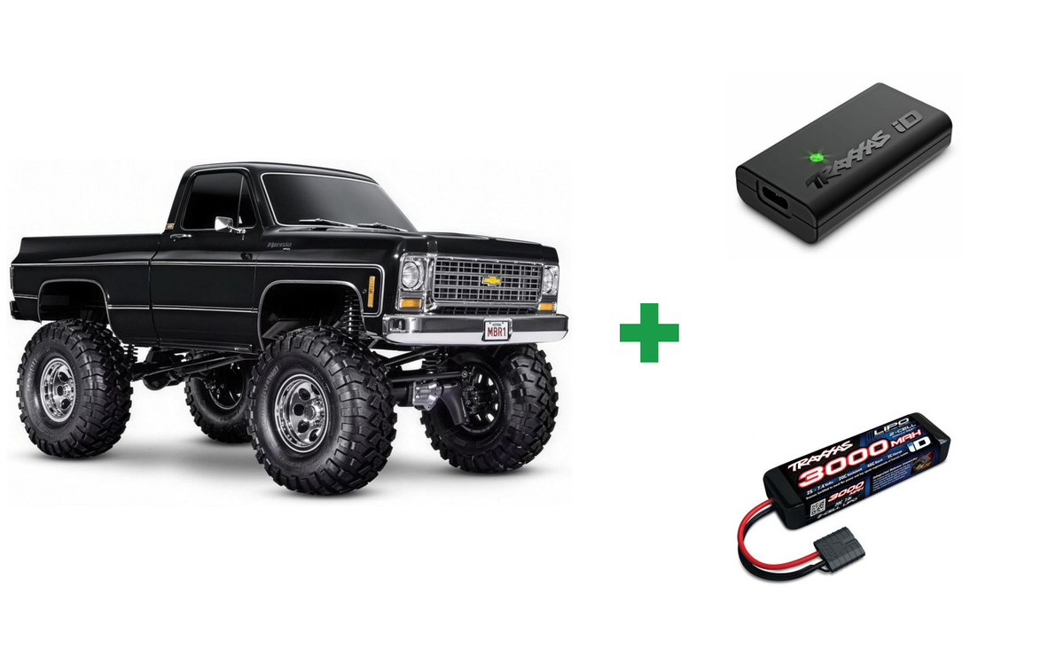 Kombopakke: Traxxas 92056-4 TRX-4 Crawler Chevrolet K10 High Trail RTR + USB-C lader og 2S batteri