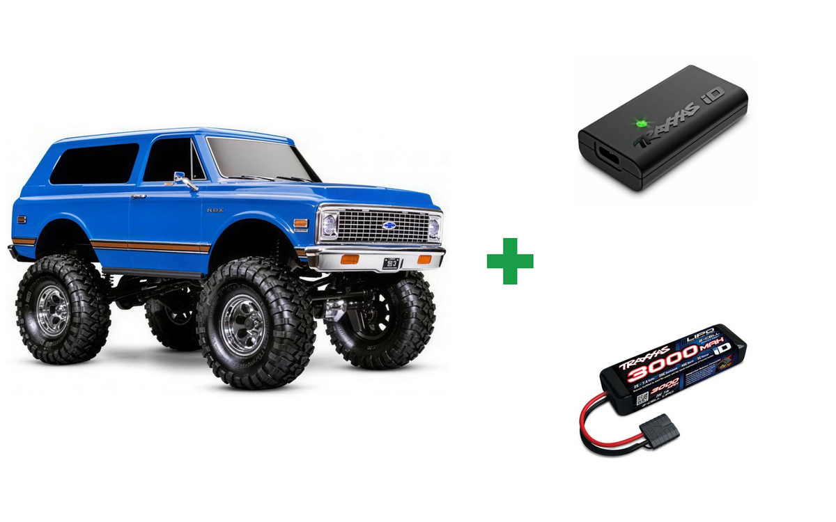 Kombopakke: Traxxas TRX-4 Crawler 1972 Blazer High Trail + USB-C lader og 2S batteri