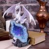 Glacial Custodian Fantasy White Dragon Sitting On A Geode 22cm