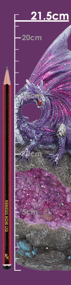 Amethyst Custodian Fantasy Purple Dragon Sitting On A Geode 22cm