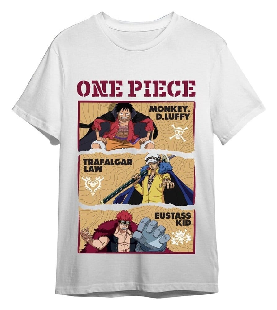 One Piece T-Shirt Luffy/Trafalgar/Eustass White Size XXL