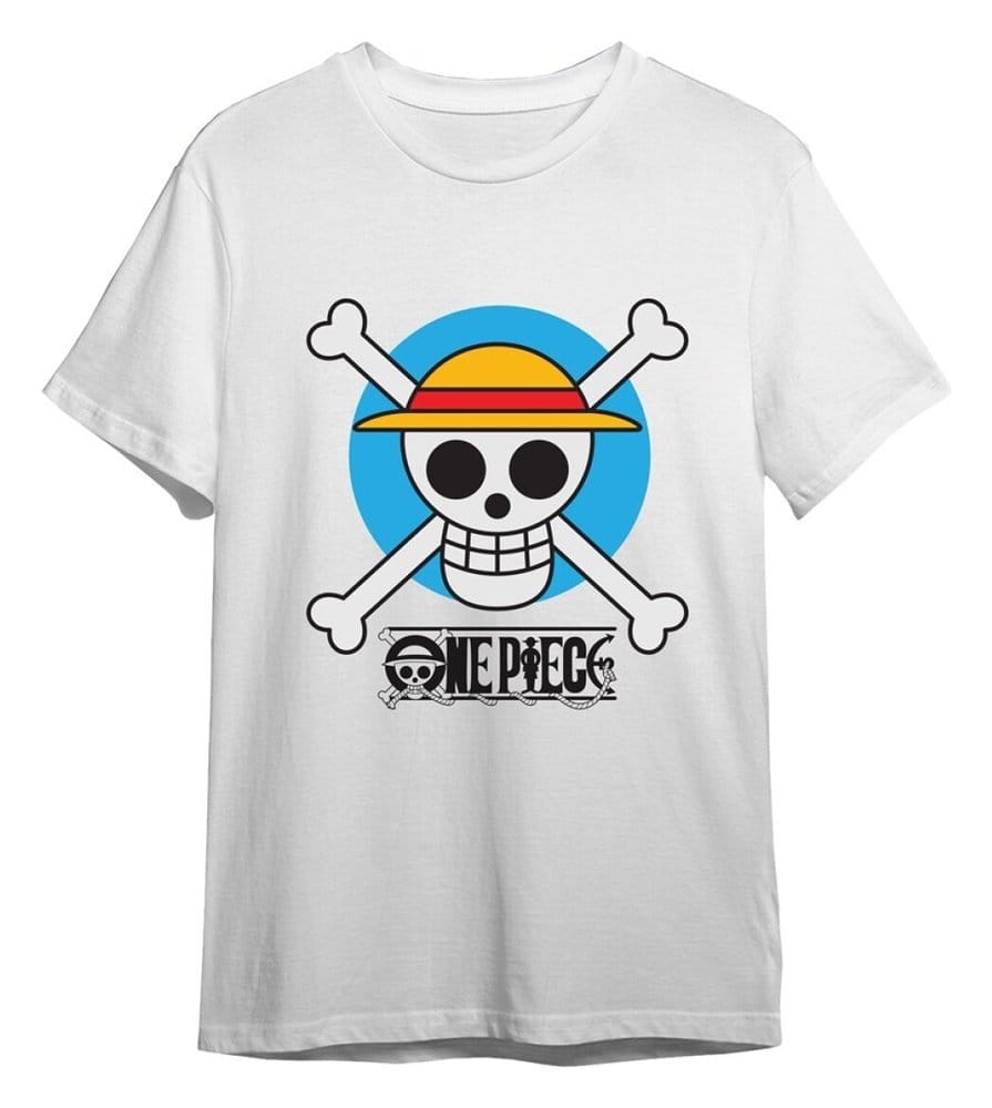 One Piece T-Shirt Circle Skull White Size XL