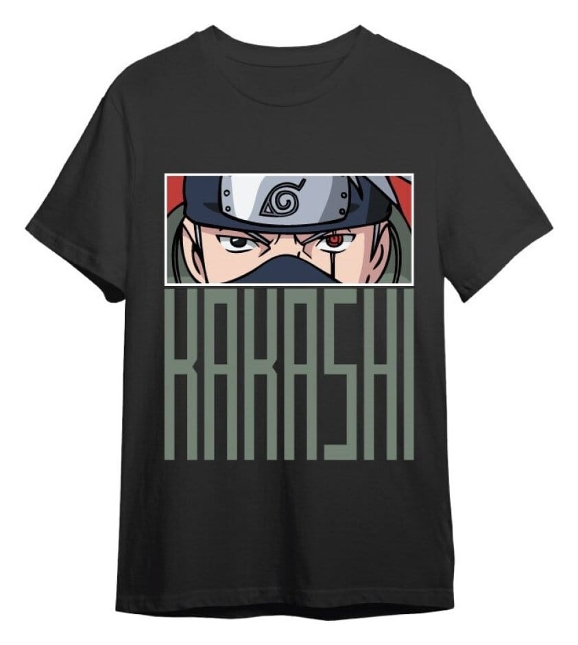 Naruto T-Shirt Kakashi Eyes Black Size XXL