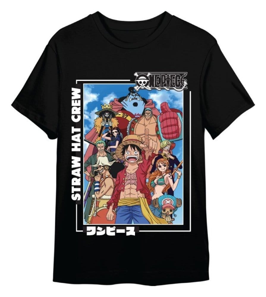 One Piece T-Shirt Straw Hat Crew Black Size XXL