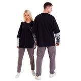 FragON tie dye long sleeve T-shirt, grey, S
