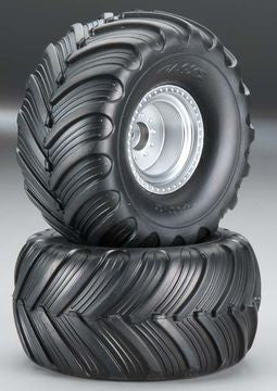 Traxxas 3665 Tires &amp; Wheels Terra Groove/Satin Chrome 2.2/3.0 Truck (2)