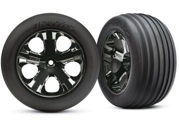 Traxxas 3771A Tires &amp; Wheels Ribbed/All-Star Black Chrome 2.8" Front (2)