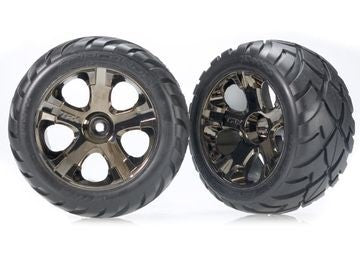 Traxxas 3776A Tires &amp; Wheels Anaconda/All-Star Black Chrome 2.8" Front (2)