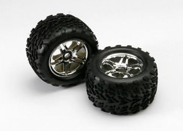 Traxxas 5174R Tires &amp; Wheels Talon/SS Chrome (17mm) 3.8" (2)