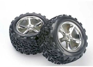 Traxxas 5374 Tires &amp; Wheels Talon/Gemini Chrome (14mm) 3.8" (2)