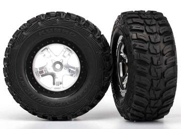 Traxxas 5880X Tires &amp; Wheels Kumho/SCT Satin Chrome 4WD/2WD Rear (2)